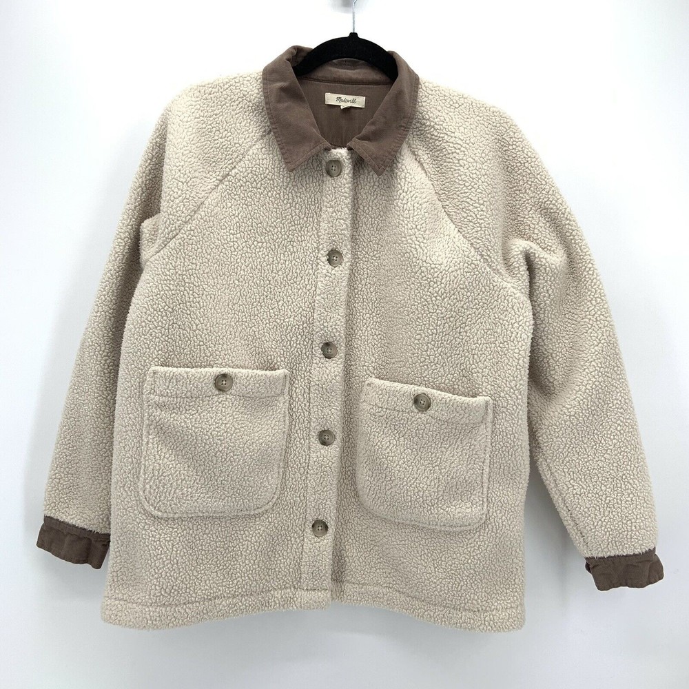 Madewell Cream and Brown Sherpa Jacket